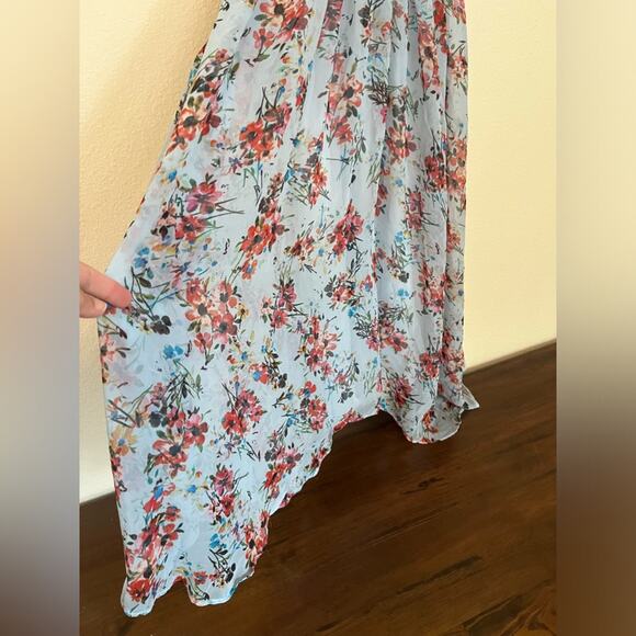 Likely floral V neck handkerchief hem sleeveless boho feminine midi dress - Picture 4 of 14